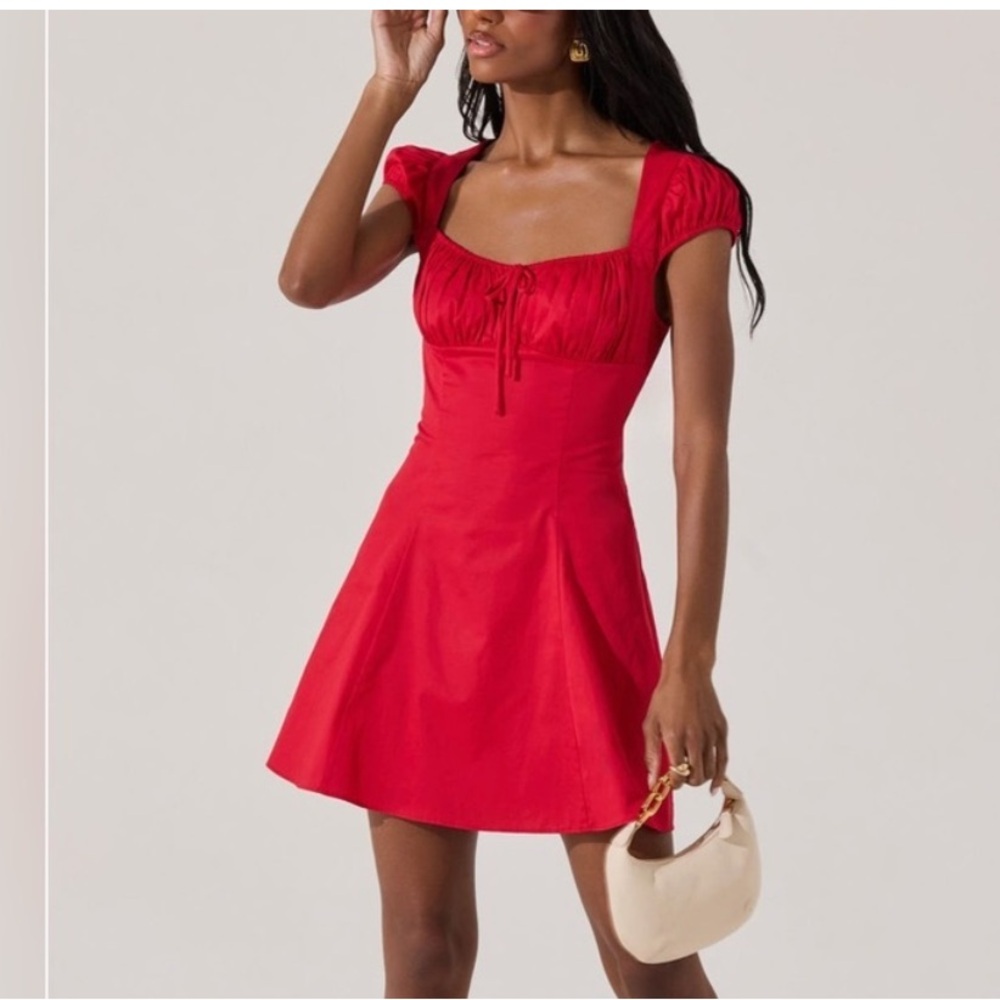 NWOT ASTR the Label Poplin Fit and Flare Red Mini Dress READ
